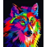 Алмазная мозаика "Радужный волк "  (40х30см)